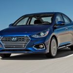 2019-Hyundai-Accent-front-three-quarter-in-motion