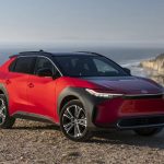 2023-Toyota-bZ4X-Limited-AWD-Red-front-three-quarter
